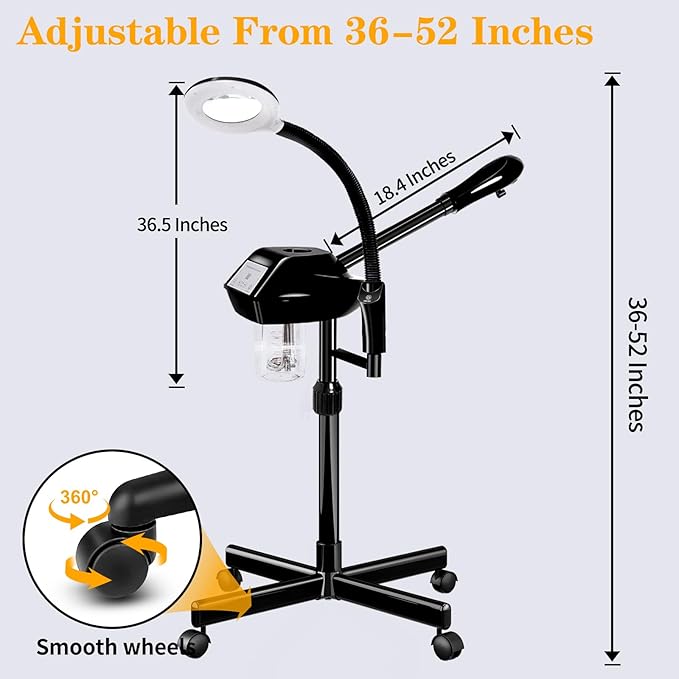 Facial Steamer for Deep Hydration, 2in1 Ozone Face Steamer with 5X Magnifying Lamp, Professional Facial Steamer, Suitable for Home Use or Beauty Spa Deep Cleansing and Hydration