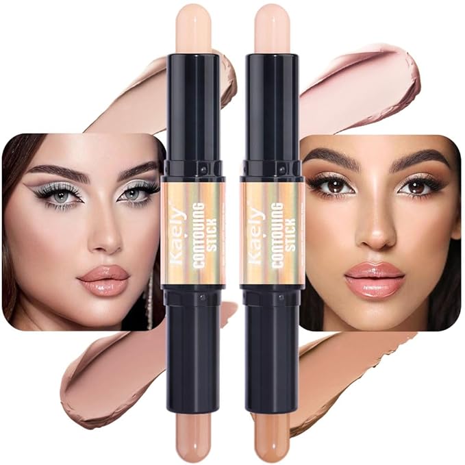evpct 2in1 Face Shaping & Contouring Stick Cream Contour Concealer Bronzer Stick Makeup Kit for Face Highlighter Makeup Stick contorno maquillaje de maquillaje, ORIGINAL Light + ORIGINAL Medium