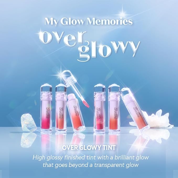 ETUDE Over Glowy Lip Stain Tint #13 Mauve Violet | Non-Sticky Vegan Lip Tint | Moisturized & Long-lasting Lip Gloss | Daily Lip Stain for Dry Lips, Korean Makeup