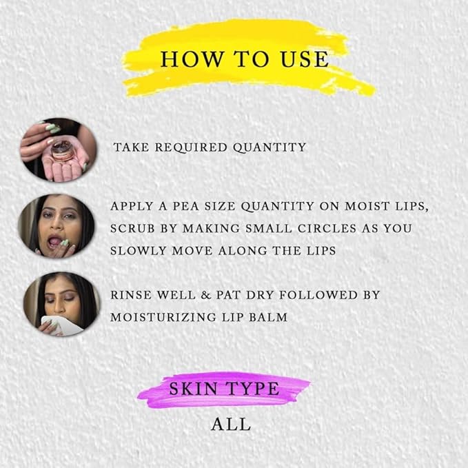 ROOTS AND HERBS Ayurvedic Cacao & Manjistha Cane Sugar Lip Scrub 100% Vegan, No-Paraben, No-SLS, No-Sulphate & Natural Treatment Exfoliator for Dark, Dry, Chapped Smooth & Brighter Lips (15gm/0.53oz)