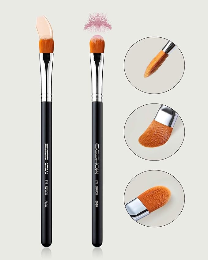 Concealer Brushes, EIGSHOW Eyeshadow Primer Brush for Concealer, Blending, Eyeshadow - Professional Tools for Applying Cream, Liquid Shadows and Eye Primer Base (E828 2piece)