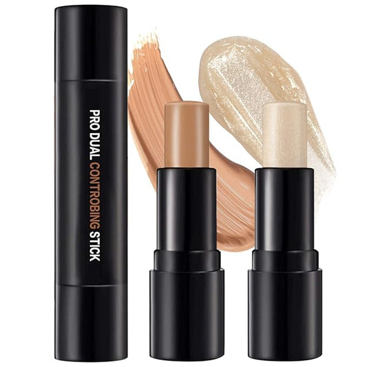 Double-End Contour Highlighter Stick, Contour Stick,Face Highlighter, Contour Makeup Contouring Sticks Cream Concealer (6)
