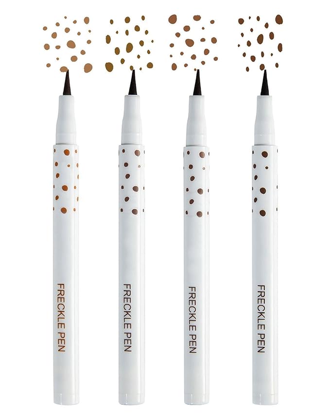 Freckle Pen, 4 Colors Kit - Natural Lifelike Faux Freckle Makeup Pen, Waterproof Long Lasting, Create Sunkissed Skin(4Pack)