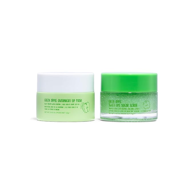 W7 Sweet Dreams Lip Scrub & Overnight Lip Mask Duo - 2Pcs Set - Apple Flavour - Exfoliate, Condition, Soothe & Hydrate