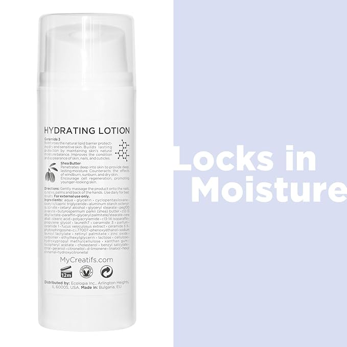 Hydrating Lotion for Dry Hands, Nails, and Cuticles, 3.4 fl. oz., Daily Moisturizing Skincare for Soft, Sensitive Skin with Shea Butter and Ceramides