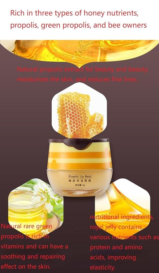 4 Pcs Lip Balm, Moisturizing Restors Moisture Bee Lip Mask for Dry Lips Lip Mask.(Honey)