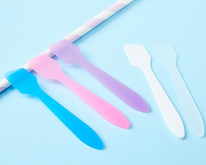 100 Pack 3.2 Inch Cosmetic Spatulas/Small Plastic Spatula for Cosmetics, Creams, Crafts/Makeup Spatula/Multipurpose Mini Applicator for Mixing Cream, Skincare, or Scraping Jars/Random Color
