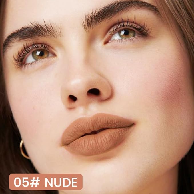 evpct Longwear Liquid Lip Liner Stain Marker Pen Long Lasting Waterproof, Nude Brown Matte Semi Permanent 24 Hour Lip Liner and Lipstick Combo, Korean Color Stay Lipliner All Day, Lips Stain peel off