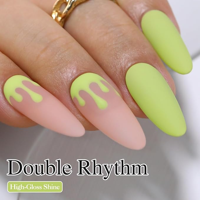 Double Rhythm Pastel Green Gel Polish Sheer Neutral Natural Light Milky Same Color Same Bottle 15ML Jelly UV Nail Art DIY at Home (Pale Green-A1410)