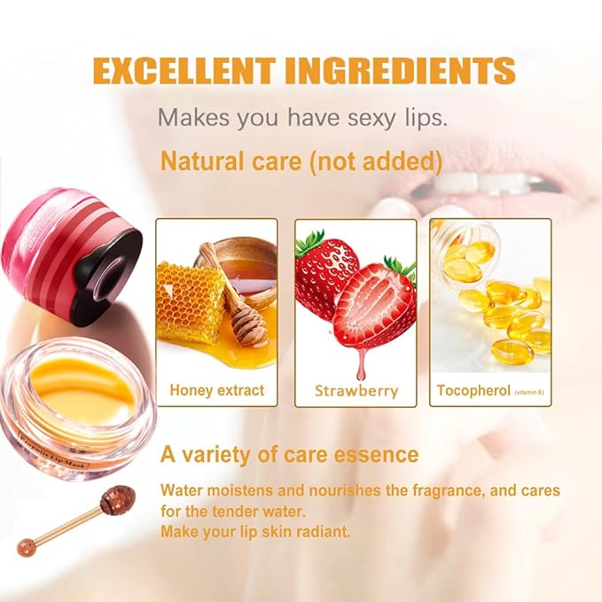 Bee Lip Balm Honey Pot,Honey Lip Mask Propolis Moisturizing Lip Balm with Stick,Propolis Moisturizing Honey Lip Balm,Hydrating & Prevention Dry and Cracked Lip,Lip Care Products