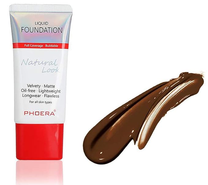 AQUAPURITY PHOERA Full Coverage Foundation New Formula Waterproof Long Lasting Oil Free Velvet Matte Liquid Foundation for Oily Skin Flawless Makeup Base Cream Concealer (110 Truffle)