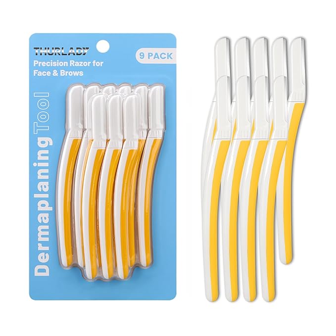 Face Razors for Women, Dermaplane Razor for Women Face, Eyebrow Razor, Dermaplaning Tool, Skin Safe Microblades, Peach Fuzz Remover (9ct, Solar Veil)