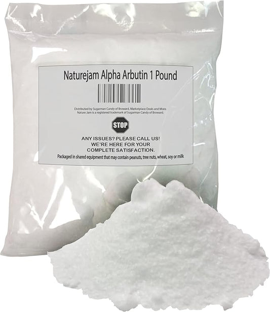 Naturejam Alpha Arbutin Powder Pure Skin Whitener Brightener Dark Spot Corrector, Evens Out Skin Tone and Helps with Hyperpigmentation (1 Pound)
