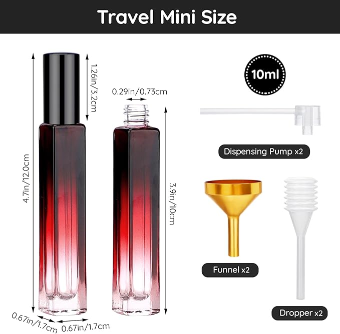 Segbeauty 10ML Travel Cologne Sprayer, 10 Pack Refillable Atomizer Spray Bottle for Perfume, Empty Mini Glass Perfume Bottle Fine Mist Dispenser, Portable Leak-proof Sample Bottles for Travel Outgoing