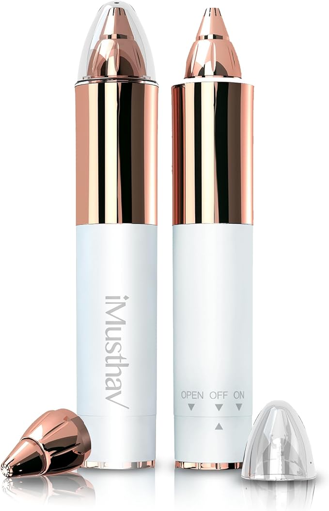 Portable Eyebrow Hair Remover for Women – Painless, Fast & Precise Flawless Electric Razor & Epilator for Eyebrow, Nose, Ear Hair Removal – 18K Gold-Plated, 360° LED Light