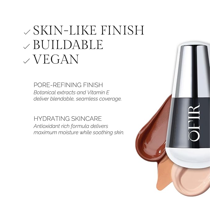 OFIR Skin Satin Medium Coverage Foundation | Vegan | Blue Light Protection | Non-Creasing | 1 FL OZ | (Cinnamon - Medium Deep Cool)