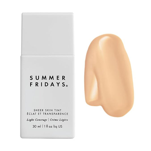 Summer Fridays Sheer Skin Tint - Skin Tint with Hyaluronic Acid - Helps Diminish Uneven Skin Tone - Sheer to Light Coverage - Shade 1 - Fair with Neutral Peach Undertones (1 Fl Oz)