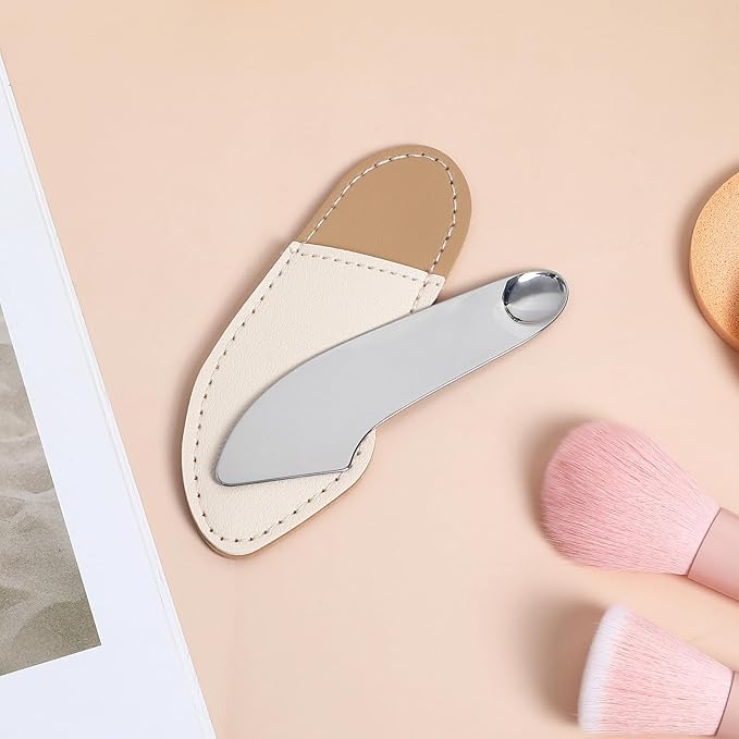 POPETPOP Makeup Spatula Foundation Spatula- Korean Cosmetic Spatula, Stainless Steel Facial Spatula Professional Foundation Palette Mixer Facial Cosmetic Makeup Tool