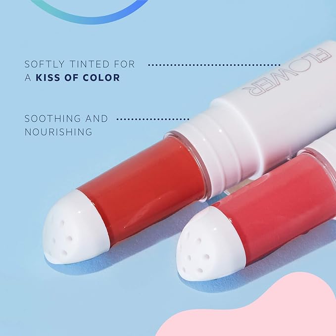 FLOWER BEAUTY By Drew Barrymore Petal Pout Lip Mask - Hydrating + Moisturizes Lips - Mango + Cocoa Butter - Lip Tint - Natural Color + Semi-Glossy Finish (Nectar)