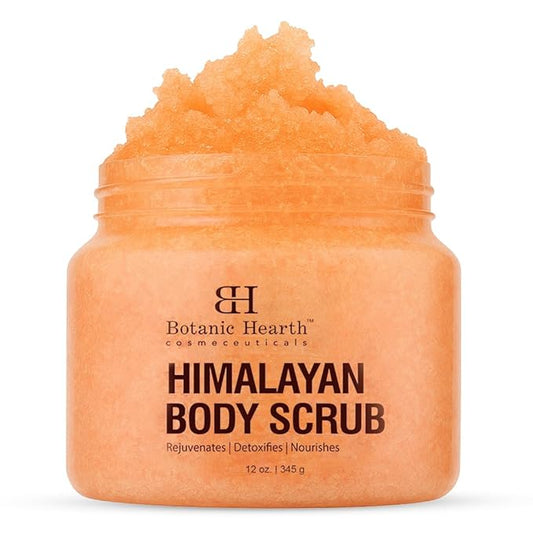 Botanic Hearth Himalayan Salt Body Scrub With Lychee Oil, Exfoliating Body Scrub Act As Body Exfoliator & Helps With Moisturizing Skin, Acne, Cellulite, Dead Skin Scars, Wrinkles 12 Oz