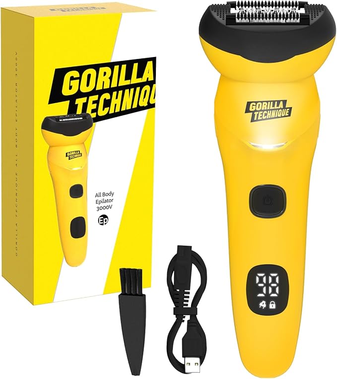 Gorilla Technique Epilator 3000V, Facial & Body Hair Removal Device, Pain Relief Roller, Cordless Rechargeable Electric Tweezers for Women & Men, Triple Tweezers, 8000RPM, Korean Skin Care - 3000V