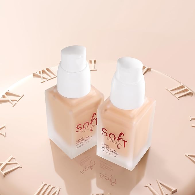Soft Focus Liquid Concealer Foundation, Moisturizing High Coverage Liquid Foundation, Waterproof Long Lasting 24 HR Oil Control Foundation, Matte Lightweight Liquid Concealer for Women, 01