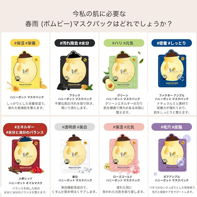 Papa Recipe] Bombee Honey Facial Mask Pack - 25g x 10 Sheets - Deep Moisturizing Serum for Dry Skin - Korean Beauty Skincare