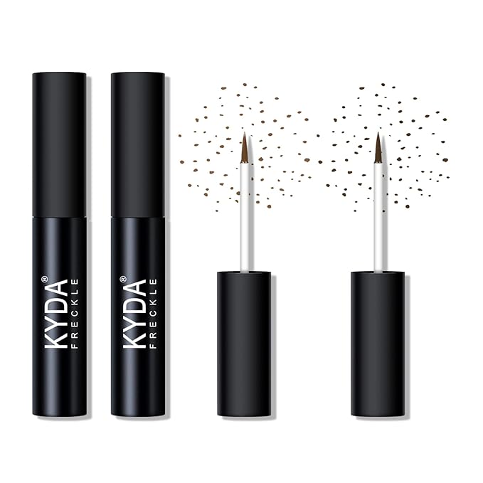 KYDA 2 Colors Liquid Freckle, Natural Freckle Makeup Pen, Longlasting Face Freckle Liquid Makeup, Soft Dot Sopt Pen Magic Freckle Color-Light Brown&Dark Brown