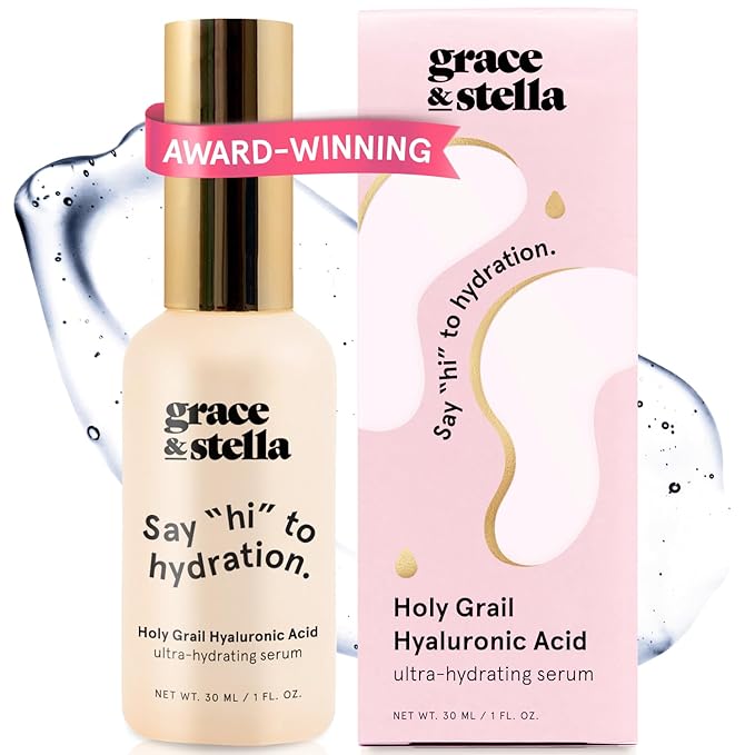 grace & stella Award Winning Hyaluronic Acid Serum (30ml/1 fl oz) Hydrating Hyaluronic Acid Serum for Face - Acido Hialuronico for Women - Remove Fine Lines, Wrinkles, Anti Aging - Vegan Skincare