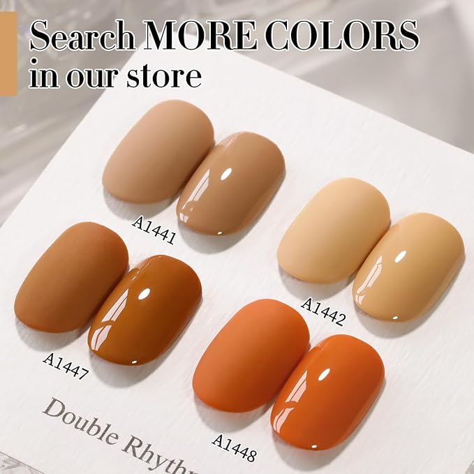 Double Rhythm 0.50 OZ Nude Gel Polish Same Color Same Bottle Sheer Pastel Neutral Natural Milky 15 ML Jelly UV Nail Art DIY at Home (Earth Beige-A1442)