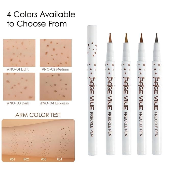 2 Pack Freckle Pen,Liquid Face Fake Freckles Makeup Pen to Create Natural Freckle Makeup and Freck beauty,Fake Freckles Waterproof for Lifelike Sunkissed Makeup,Mole Pen (03Dark+04Espresso)