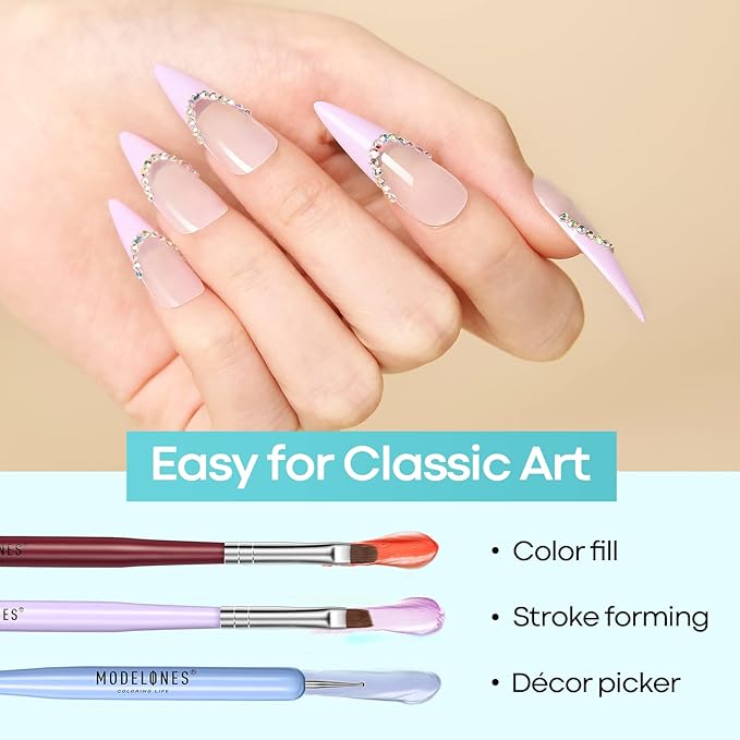 Modelones Nail Art Brushes Set, Nail Brush kit Gel Polish, Extension Gel, Liner, Carving, Apex Building, Dotting Pens Professional Tools for Drawing Painting 3D Design Salon & DIY Use