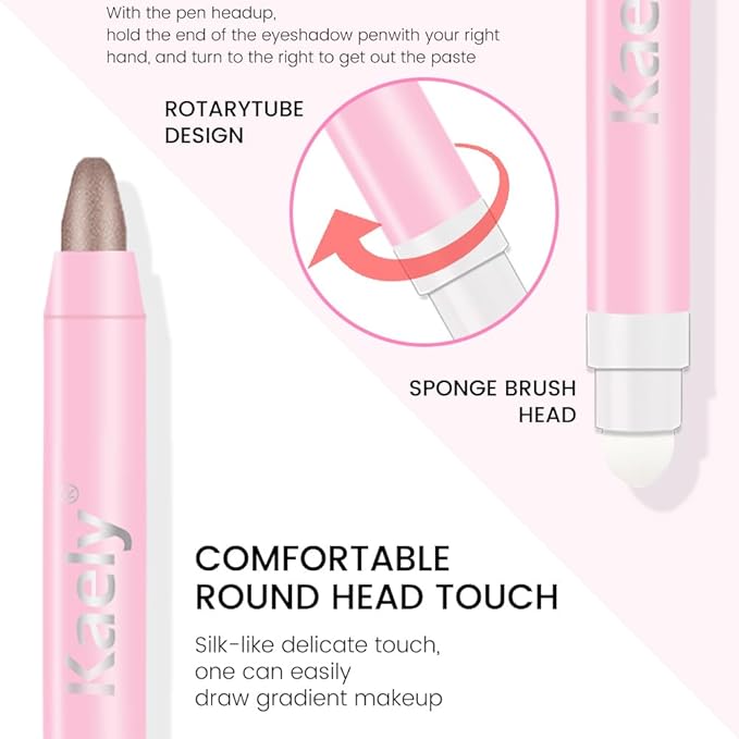 Kaely 2in1 Cream Eye Shadow Brightener Sticks for Eyes, Pencil Eyeshadow Applicator Stick Waterproof Pigmented, Eye Shadow Palette Highlighter Makeup, sombras para ojos, 19 Taupe Shimmer