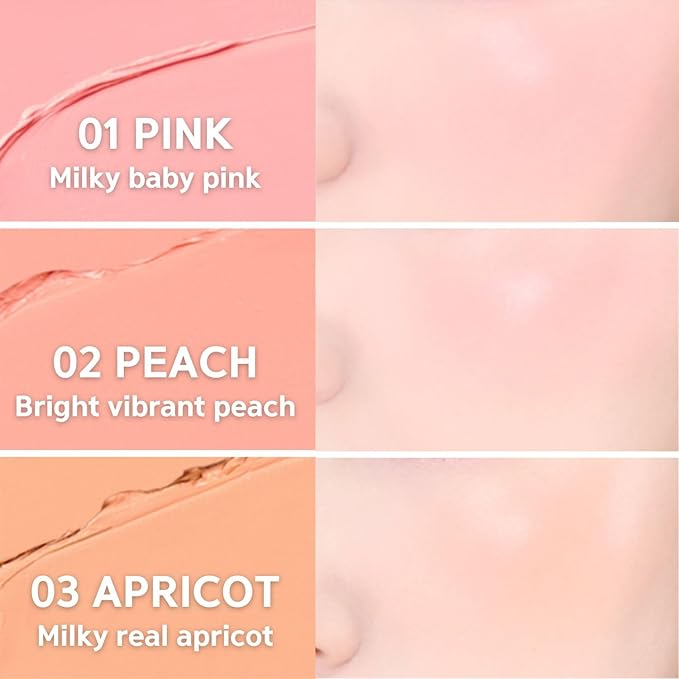 BBIA Ready To Wear Downy Cheek Cream Blush 8 Color - Creamy Blendable & Buildable Blush Dewy Texture & Matte Finish High Pigment Longlasting Lightweight Natural Face Makeup, 0.12oz (03 DOWNY APRICOT)