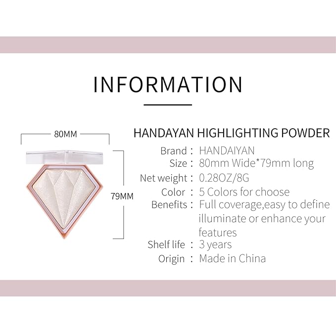 Face Highlighter Luminizers Highlighter powder Translucent Setting Powder High Definition Powder for All Skin Types and Skin Tones(N05)