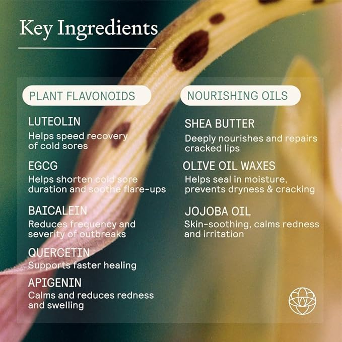 Lip Health Balm - Daily Cold Sore Relief & Recovery - Powered by 5 Plant Flavonoids & XDF Technology - Lightweight Hydrating Barrier Support for Lips - Soothing, Nurturing Formula, 5g