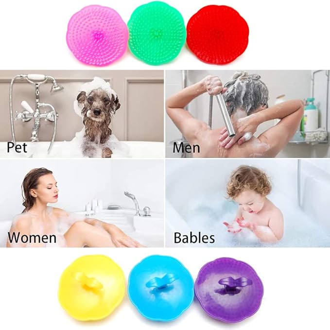 Hair Scalp Massage Shampoo Brush Massager (Assort Color_6 Pack), Color May Vary.