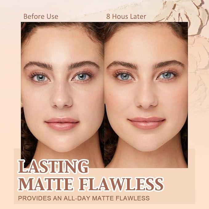 Oil Control Matte Perfection Face Pressed Powder, Matte Smooth Flawless Setting Powder Makeup, Polvo Compacto De Maquillaje, Waterproof Long Lasting, Cruelty Free, 0.35Oz (02 Natural Beige)