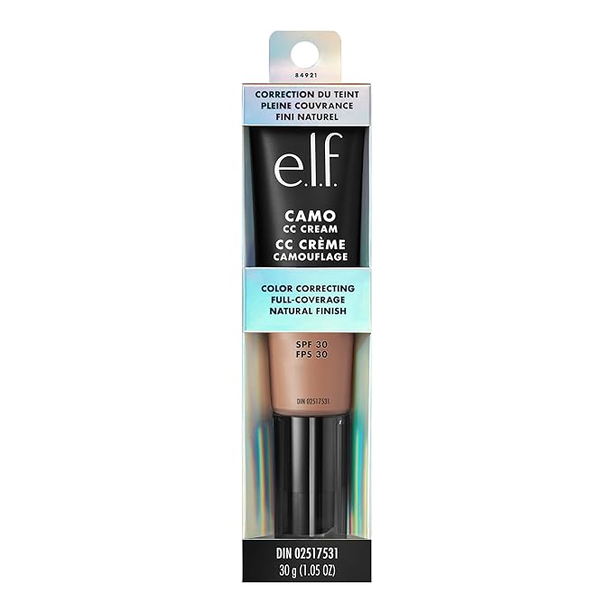 e.l.f. Camo CC Cream, SPF 30 Color-Correcting Medium-To-Full Coverage Face Foundation, Delivers An Airbrushed Finish, Vegan & Cruelty-Free, Tan 425 N