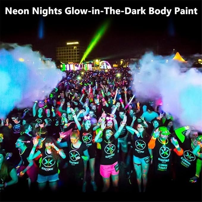 Go Ho Neon Gold Body Paint Washable(2.37oz,70ml),under UV Blacklight Neon Face Paint,Water Based Neon Fluorescent Golden Face Paint for Adults Children SFX Cosplay Costumes Halloween Makeup