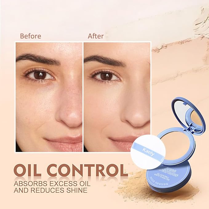 Oil Control Matte Perfection Face Pressed Powder, Matte Smooth Flawless Setting Powder Makeup, Polvo Compacto De Maquillaje, Waterproof Long Lasting, Cruelty Free, 0.35Oz (02 Natural Beige)