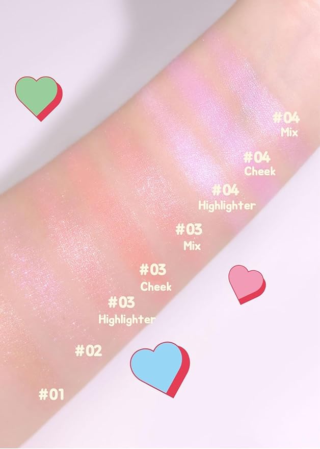 COLORGRAM Milk Bling Heartlighter 02 Pink Heart | Silky Smooth Versatile Creamy Highlighter with Shimmery Finish, Soft and Natural Glow Perfect for Daily Makeup