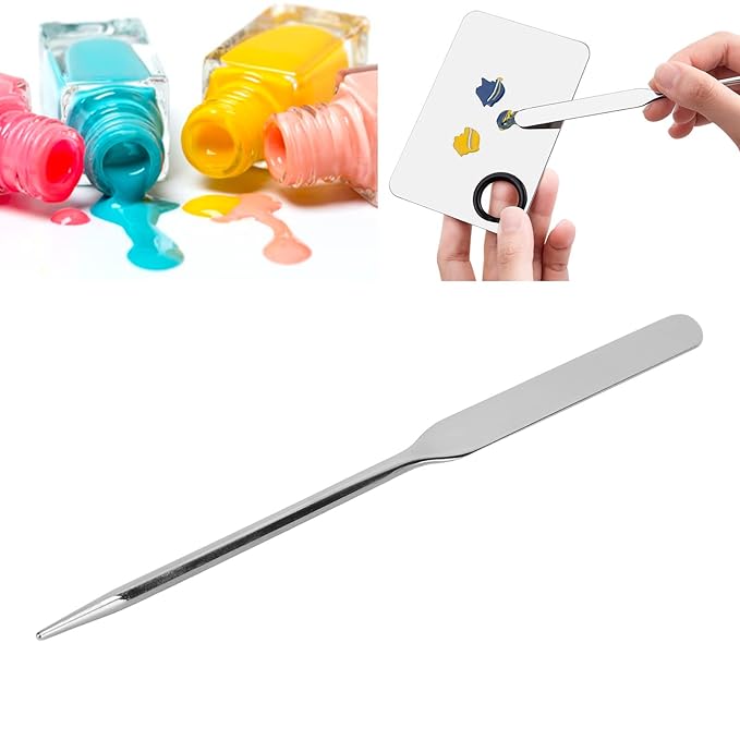 Makeup Spatula,Liquid Foundation Spatula, Stainless Steel Ergonomic Nail Art Makeup Stirring Rod, Durable Makeup Spatula Tool, Mini Makeup Spatula, Makeup Must Haves, for Makeup Art, makeup spatu