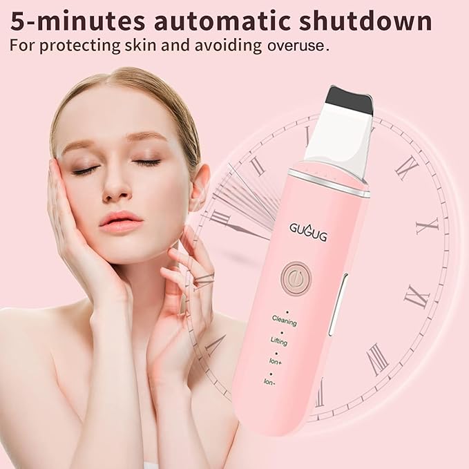 GUGUG Skin Scrubber Face Spatula Skin Spatula Pore Cleaner Blackhead Remover Tools for Facial Deep Cleansing-4 Modes, Pink