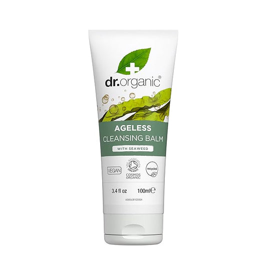 Dr. Organic Ageless Cleansing Balm with Seaweed | Moisturizing, Gentle, Removes Impurities, Certified Organic, Paraben & SLS-Free, Natural, Vegan, 100 ml / 3.4 fl oz