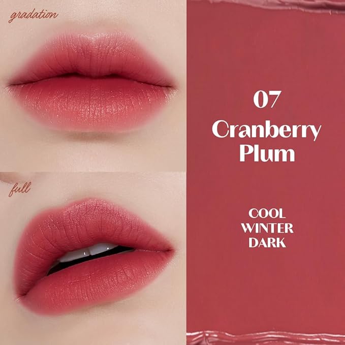 ETUDE Fixing Tint #07 Cranberry Plum (4g) | Long Lasting High Pigmented Liquid Lipstick | Waterproof Lightweight Matte Finish Lip Stain | Full Coverage | Korean Makeup, Kbeauty