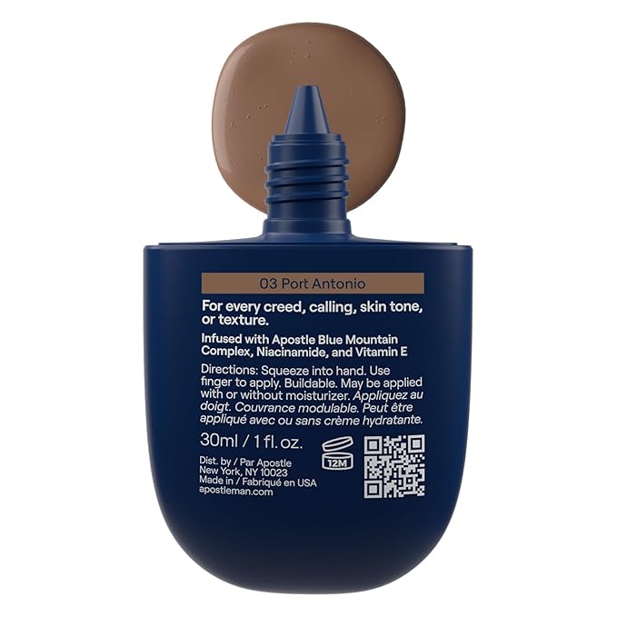 APOSTLE Reclaim Tinted Moisturizer for Men (3 Port Antonio) - Niacinamide, Vitamin E, Squalane, Hyaluronic Acid, Tinted Face Moisturizer For Men. Hydrates, Evens Skin Tone, 1 Fl. Oz.