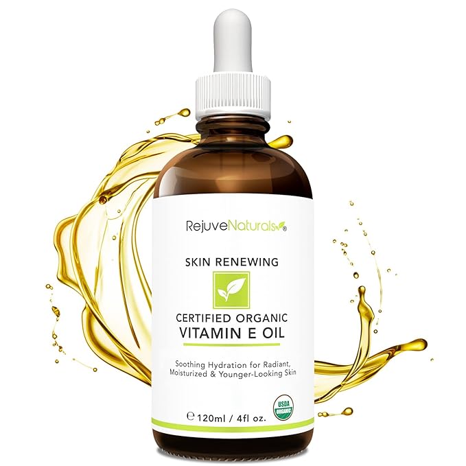 Vitamin E Oil - 100% All Natural & USDA Organic (LARGE 4oz Bottle) Repair Dry, Damaged Skin from Surgery & Acne, Age Spots & Wrinkles. For Radiant, Hydrated & Youthful Skin. Face & Body Moisturizer