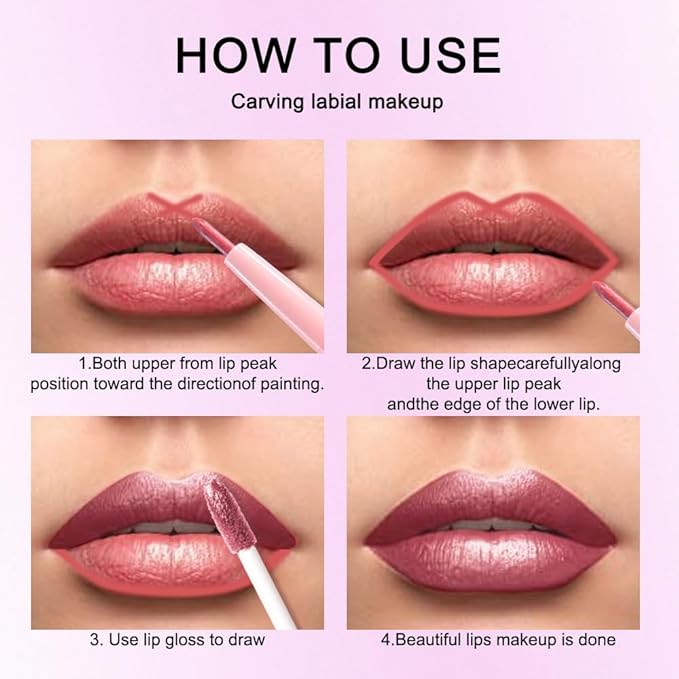 evpct Mauve Pink Metallic Glitter Lip Liner and Lipstick Combo Lip Gloss Stain Set Makeup for Women Long Lasting Waterproof 24, Dusty Rose Metallic Shimmer Frosted Iridescent Glossy Liquid Lipstick 16