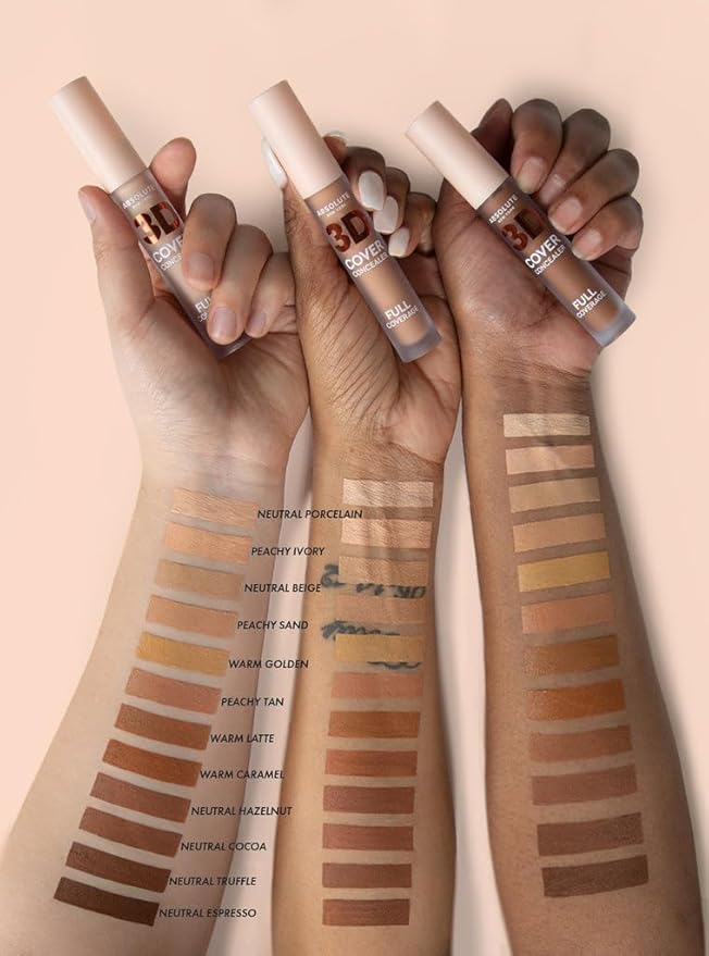Absolute New York Warm Golden 3D Cover Concealer, Full Coverage Concealing Cream for Flawless Skin, Long-Lasting Formula, Ideal for Concealing Imperfections